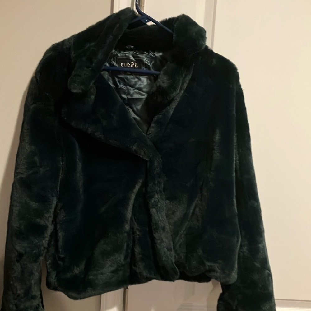 Rue21 Green Soft Faux Fur Coat